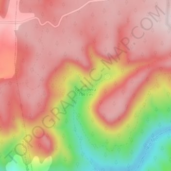 Mapa topográfico La Buitrera, altitud, relieve