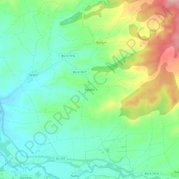 Mapa topográfico Ogueta, altitud, relieve