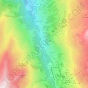 Mapa topográfico Le Bettex, altitud, relieve