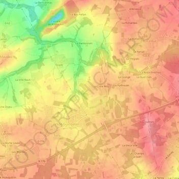 Mapa topográfico Le Préron, altitud, relieve