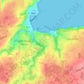 Mapa topográfico Kernu, altitud, relieve