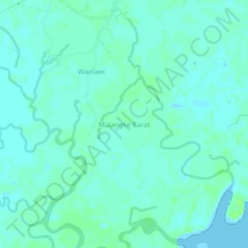 Mapa topográfico Malangke Barat, altitud, relieve