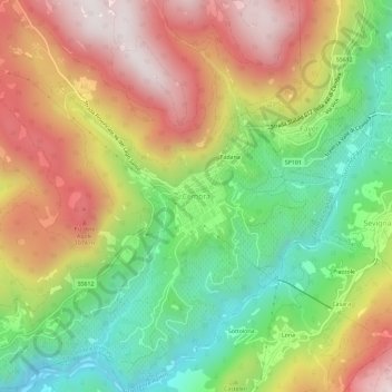 Mapa topográfico Cembra, altitud, relieve