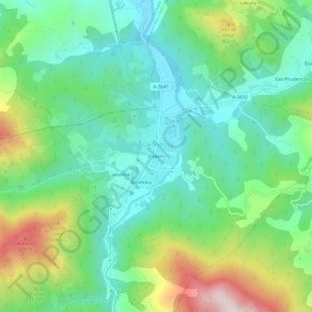 Mapa topográfico Irabien, altitud, relieve