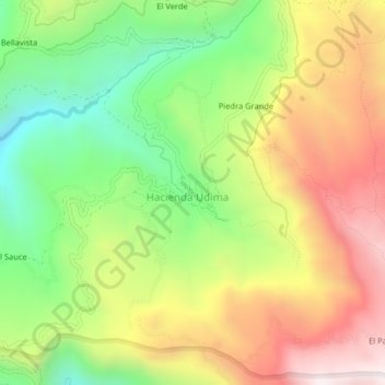 Mapa topográfico Udima, altitud, relieve