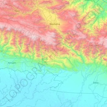 Mapa topográfico Distrik Silimo, altitud, relieve
