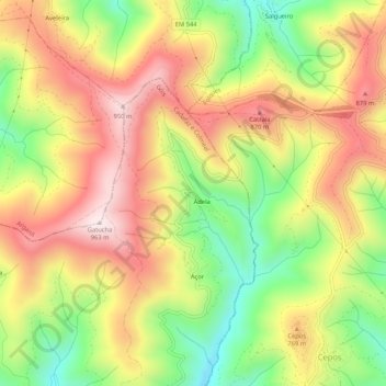 Mapa topográfico Adela, altitud, relieve