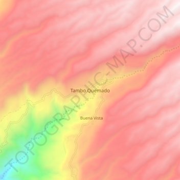 Mapa topográfico Tambo Quemado, altitud, relieve
