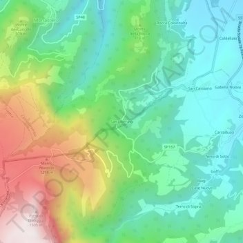 Mapa topográfico San Liberato, altitud, relieve