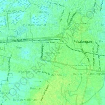 Mapa topográfico Podosugih, altitud, relieve