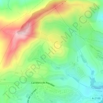 Mapa topográfico Cerro Gaspar, altitud, relieve
