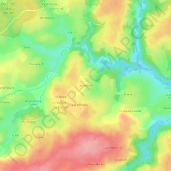 Mapa topográfico Le Rechat, altitud, relieve