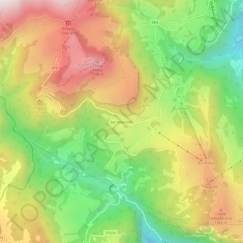 Mapa topográfico San Valentino, altitud, relieve