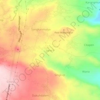 Mapa topográfico Japara, altitud, relieve