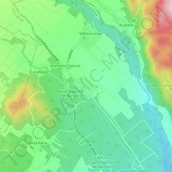 Mapa topográfico El Palenque Palotal, altitud, relieve