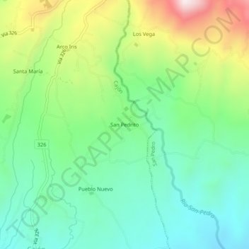 Mapa topográfico San Pedrito, altitud, relieve