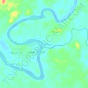 Mapa topográfico Tanjung Raya, altitud, relieve