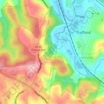 Mapa topográfico Stewart, altitud, relieve