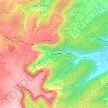 Mapa topográfico Chavignol, altitud, relieve