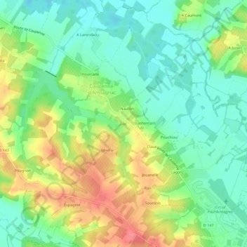 Mapa topográfico Loc, altitud, relieve