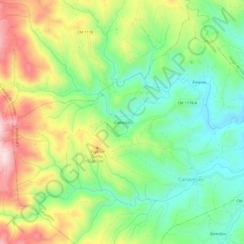 Mapa topográfico Cadouço, altitud, relieve
