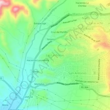 Mapa topográfico Las Lechuzas, altitud, relieve