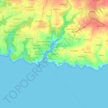 Mapa topográfico Keruster, altitud, relieve