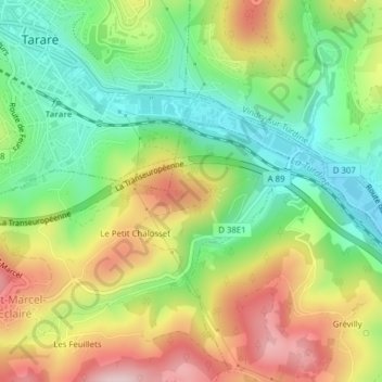 Mapa topográfico En Chalosset, altitud, relieve