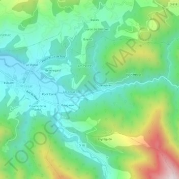 Mapa topográfico Randille, altitud, relieve
