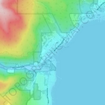 Mapa topográfico Tahoe City, altitud, relieve