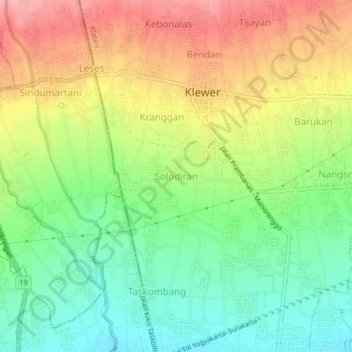 Mapa topográfico Solodiran, altitud, relieve