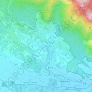 Mapa topográfico Araya, altitud, relieve