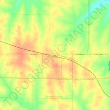 Mapa topográfico Shannon, altitud, relieve