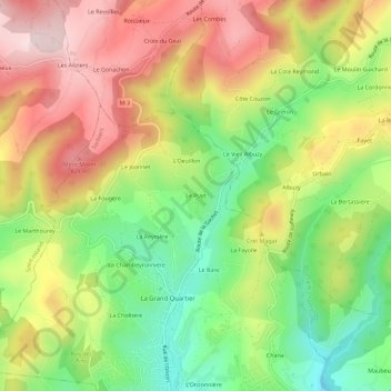 Mapa topográfico Le Puyt, altitud, relieve