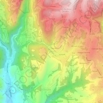 Mapa topográfico Arzerè, altitud, relieve