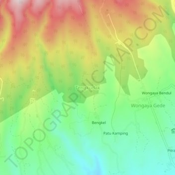 Mapa topográfico Tengkudak, altitud, relieve