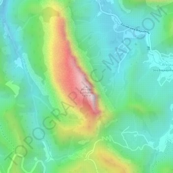 Mapa topográfico Pedra do Submarino, altitud, relieve