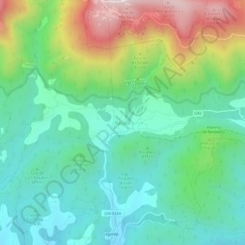 Mapa topográfico Beuda, altitud, relieve