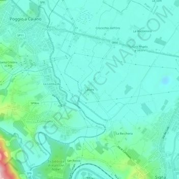 Mapa topográfico Lecore, altitud, relieve