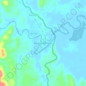 Mapa topográfico Sekatak Bengara, altitud, relieve