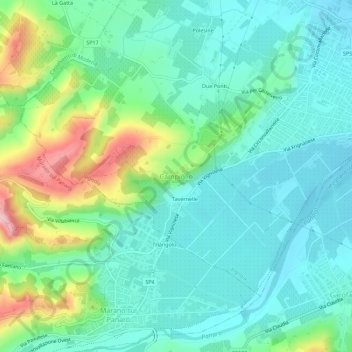 Mapa topográfico Campiglio, altitud, relieve