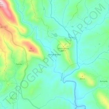 Mapa topográfico Martim Branco, altitud, relieve
