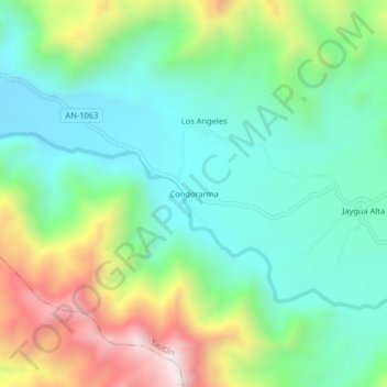Mapa topográfico Condorarma, altitud, relieve