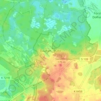 Mapa topográfico Dauban - Dubo, altitud, relieve