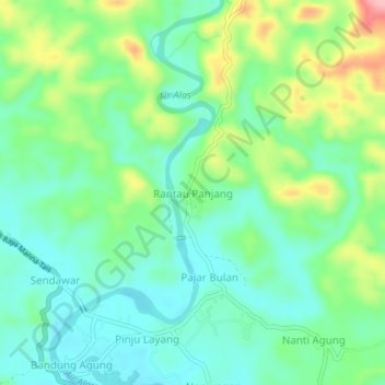 Mapa topográfico Rantau Panjang, altitud, relieve