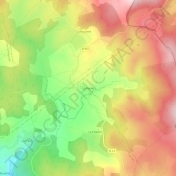 Mapa topográfico La Roche, altitud, relieve