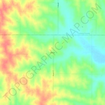 Mapa topográfico Olean, altitud, relieve