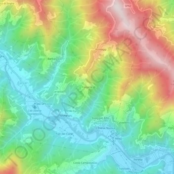Mapa topográfico Fregarie, altitud, relieve