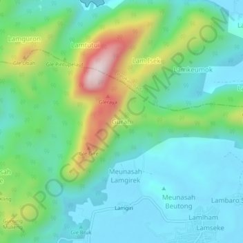Mapa topográfico Gurah, altitud, relieve