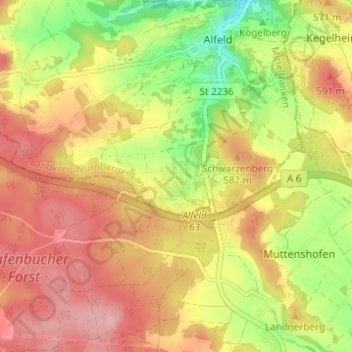 Mapa topográfico Nonnhof, altitud, relieve